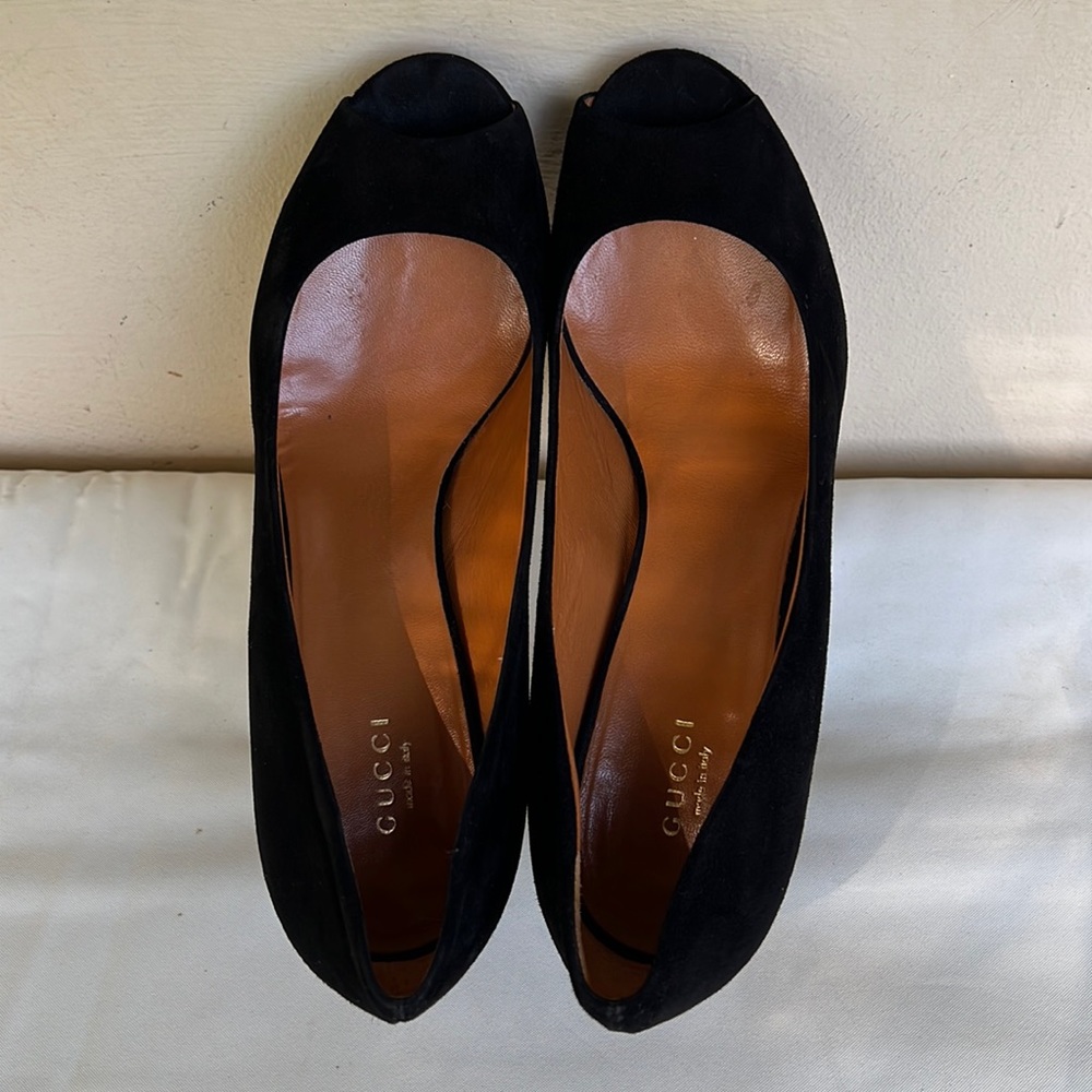- Gucci suede heels in black size 40.5. In great condition